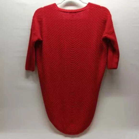 Express Chevron Pattern Knit V-Neck Sweater Women’s XS Red Droptail High-Low Hem - Picture 10 of 14